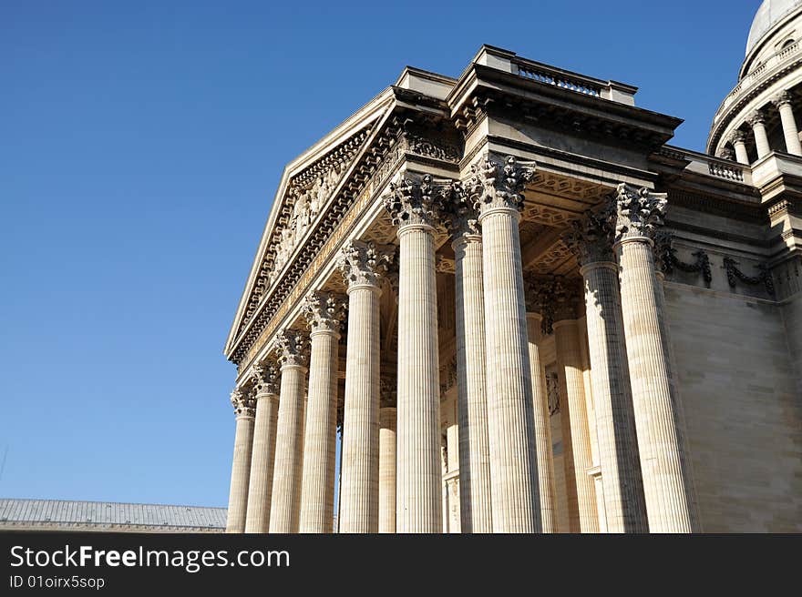 Wide-angle view of the Pantheon at dusk - Paris, France. Wide-angle view of the Pantheon at dusk - Paris, France