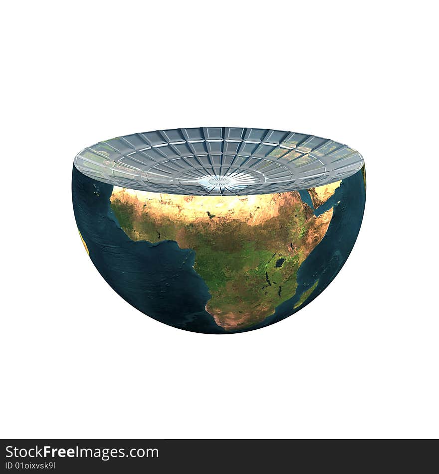 Earth hemisphere isolated on a white