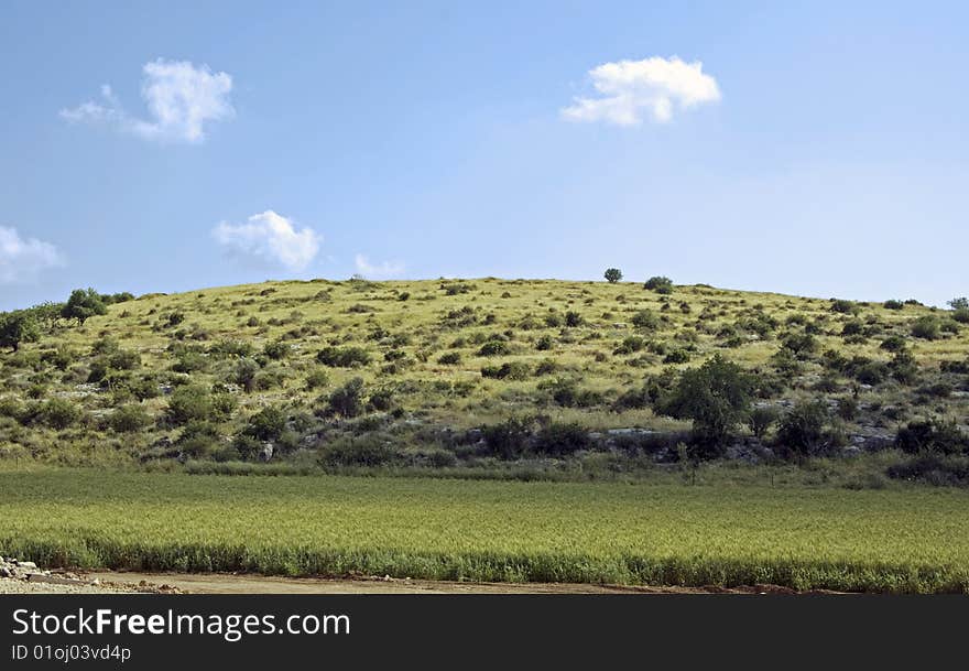 View of Green hill with blue sky