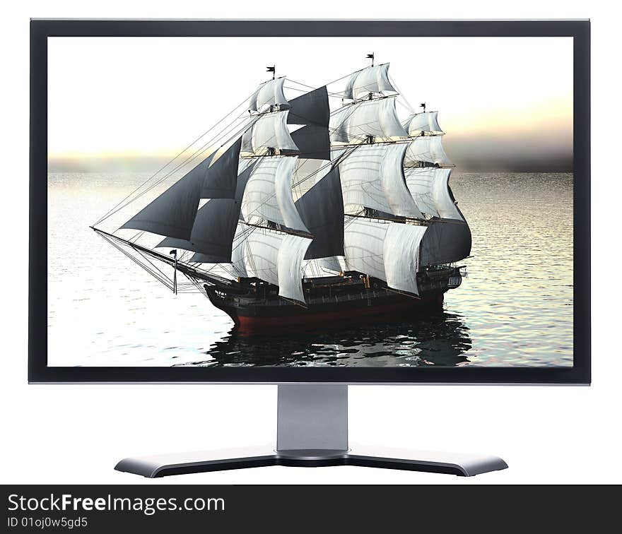 Monitor with Sailing vessel