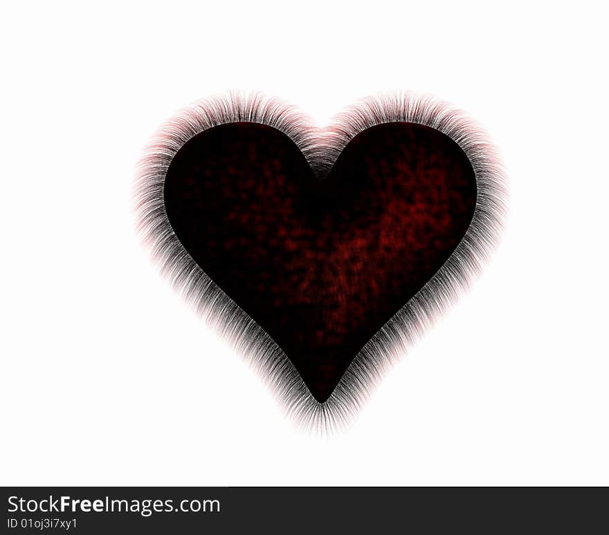 Fur Heart Isolated On A White