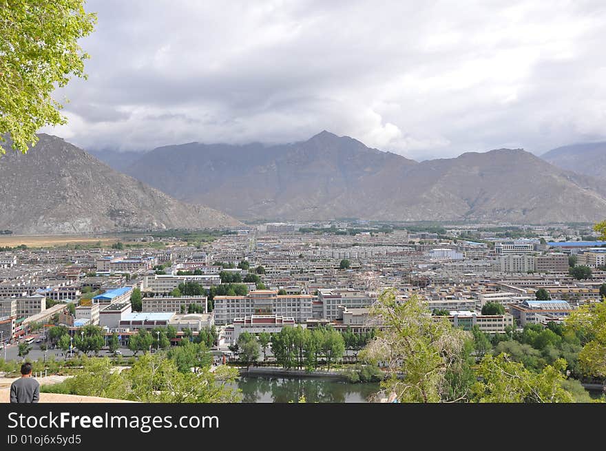 The Nyingchi city overlook in tibet. The Nyingchi city overlook in tibet