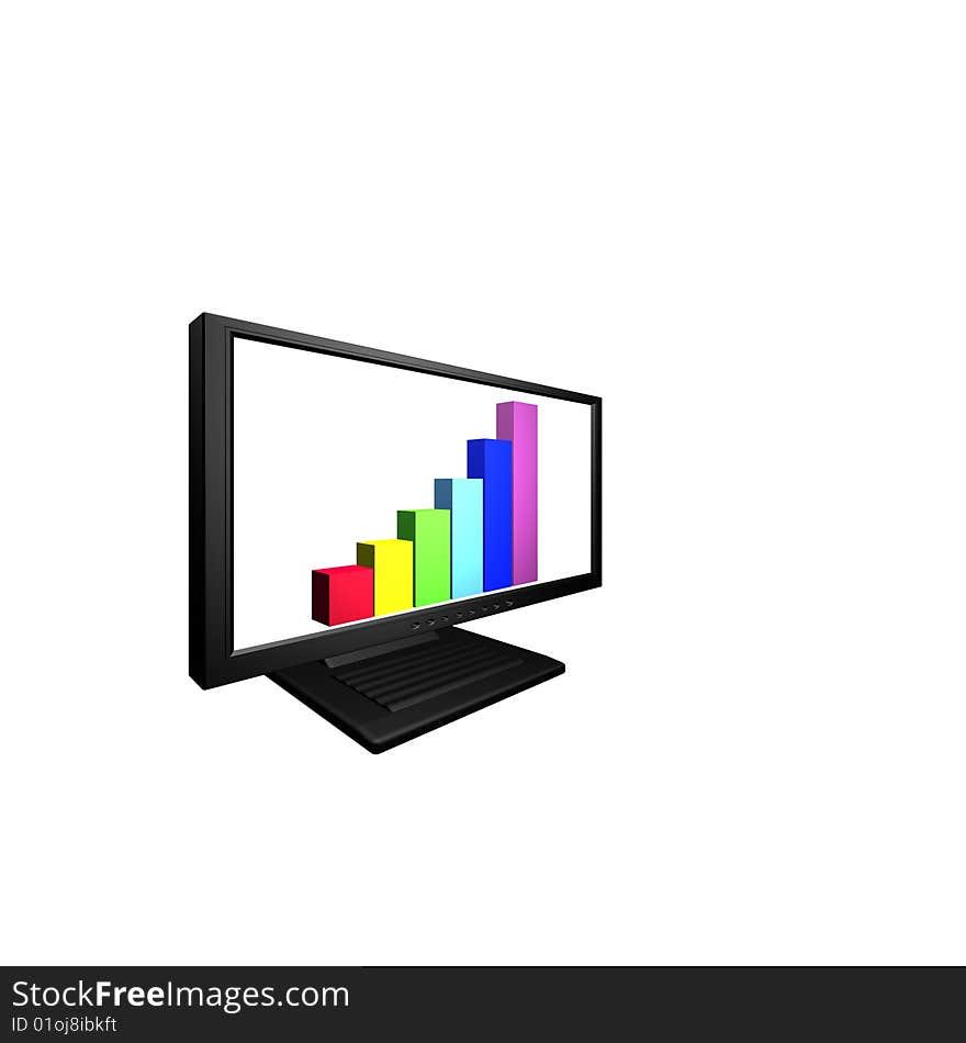 Flat lcd monitor with financial business diagram. Flat lcd monitor with financial business diagram