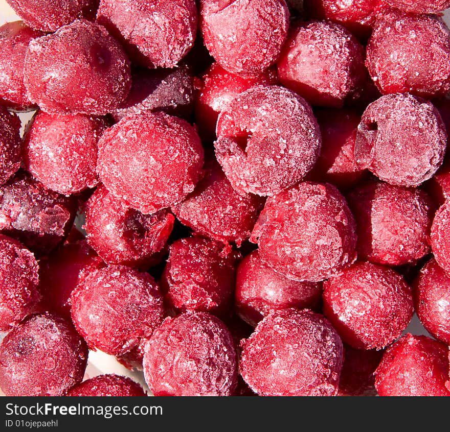 Beautiful frozen fresh red cherry. Beautiful frozen fresh red cherry