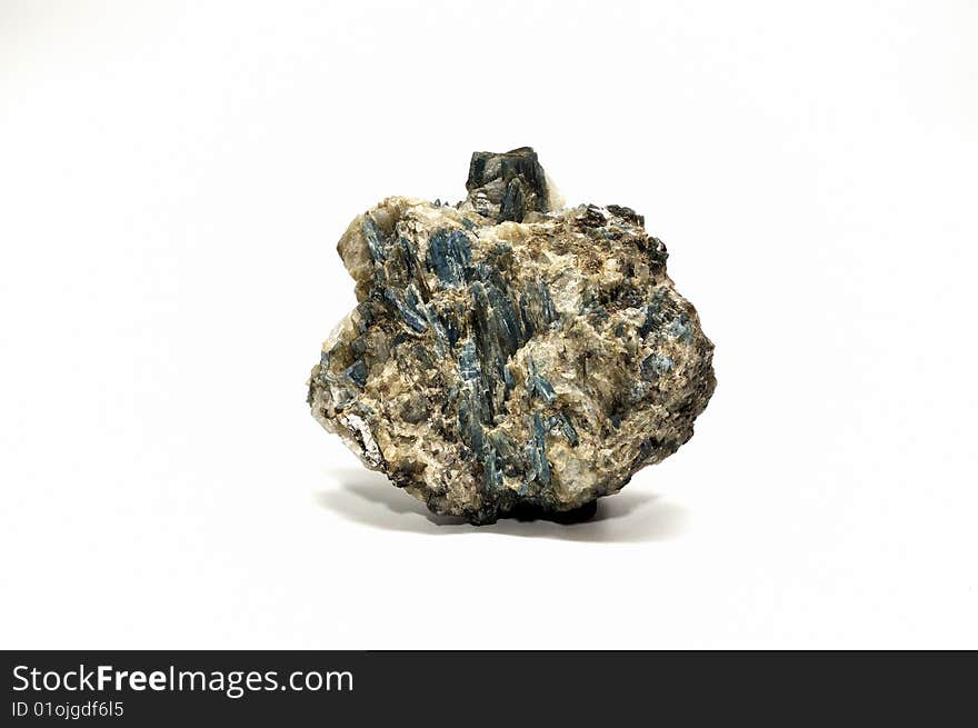 Piece of ore with crystals cyanite. Piece of ore with crystals cyanite