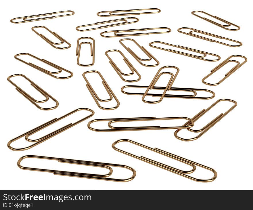 Rendered 3d isolated paper clips