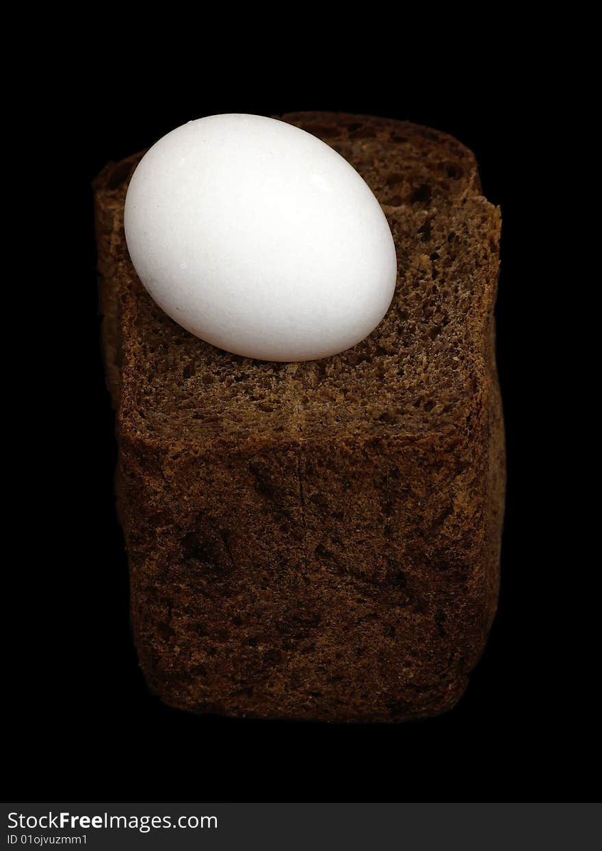 Bread,egg on the black background. Bread,egg on the black background