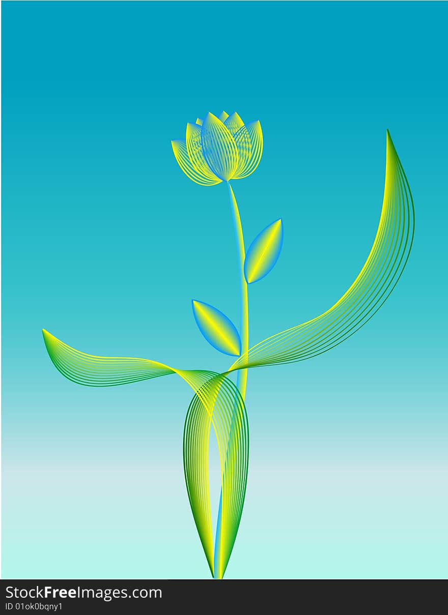 Flower in bloom with leave and background as a vector. Flower in bloom with leave and background as a vector