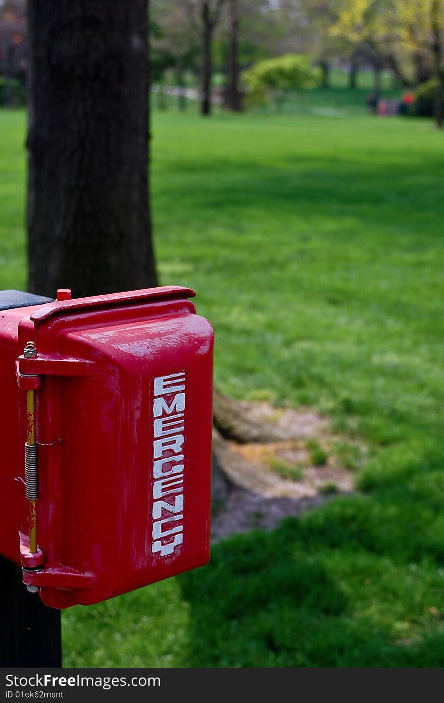 Emergency Phone Box in Park