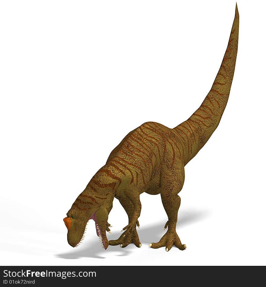 Giant Dinosaur Allosaurus With Clipping Path over White