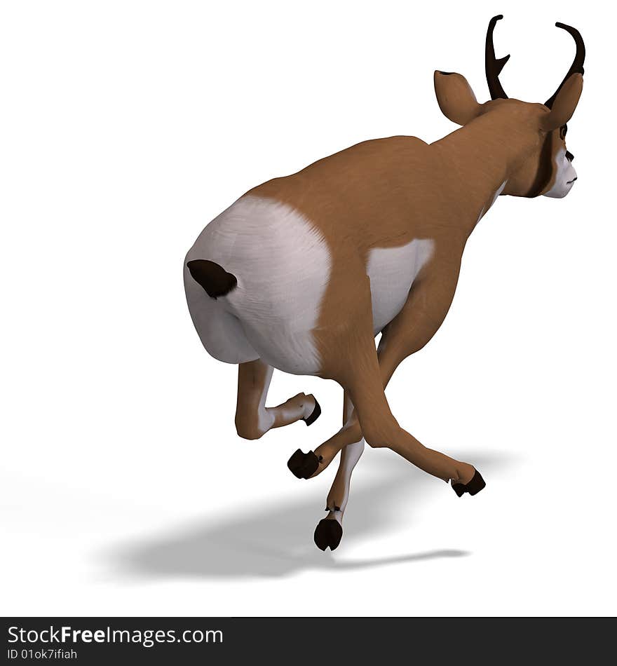 Rendering of an antelope with Clipping Path and shadow over white