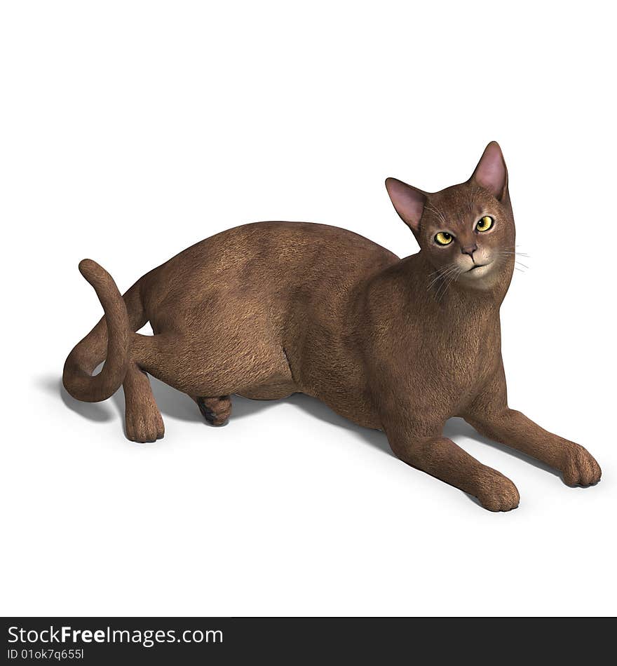 Rendering of a cat with Clipping Path and shadow over white