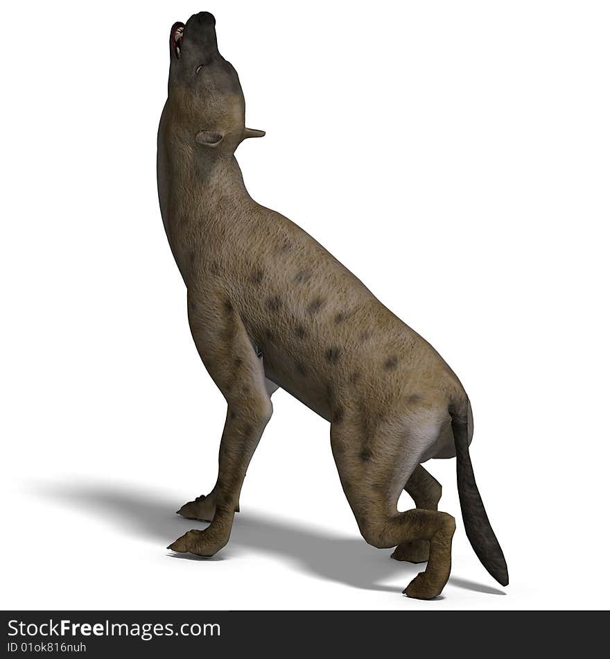 Rendering of a hyena with clipping path and shadow oder white