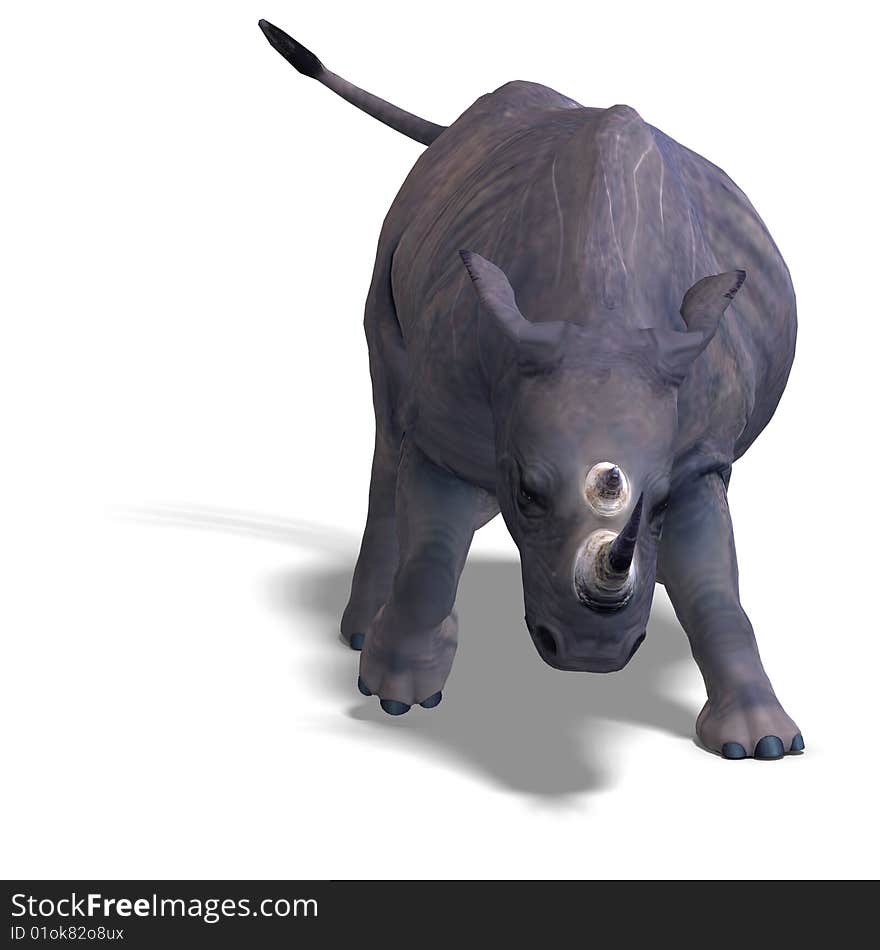 Rendering of a Rhinoceros with clipping path over white. Rendering of a Rhinoceros with clipping path over white