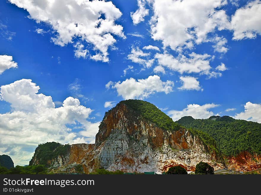 Marble Quarry and Blue Sky