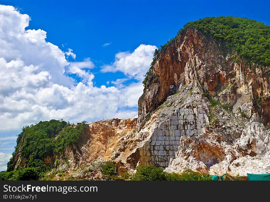 Marble Quarry and Blue Sky