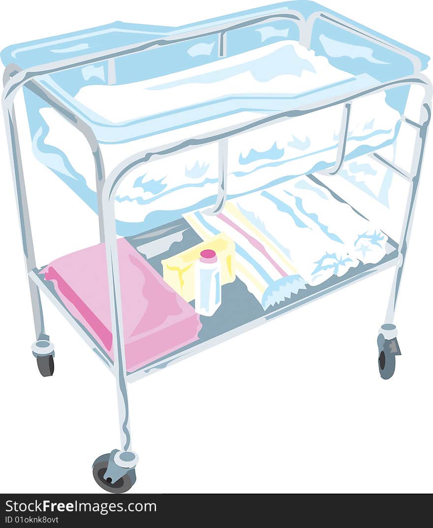 A baby bassinet in a colour.