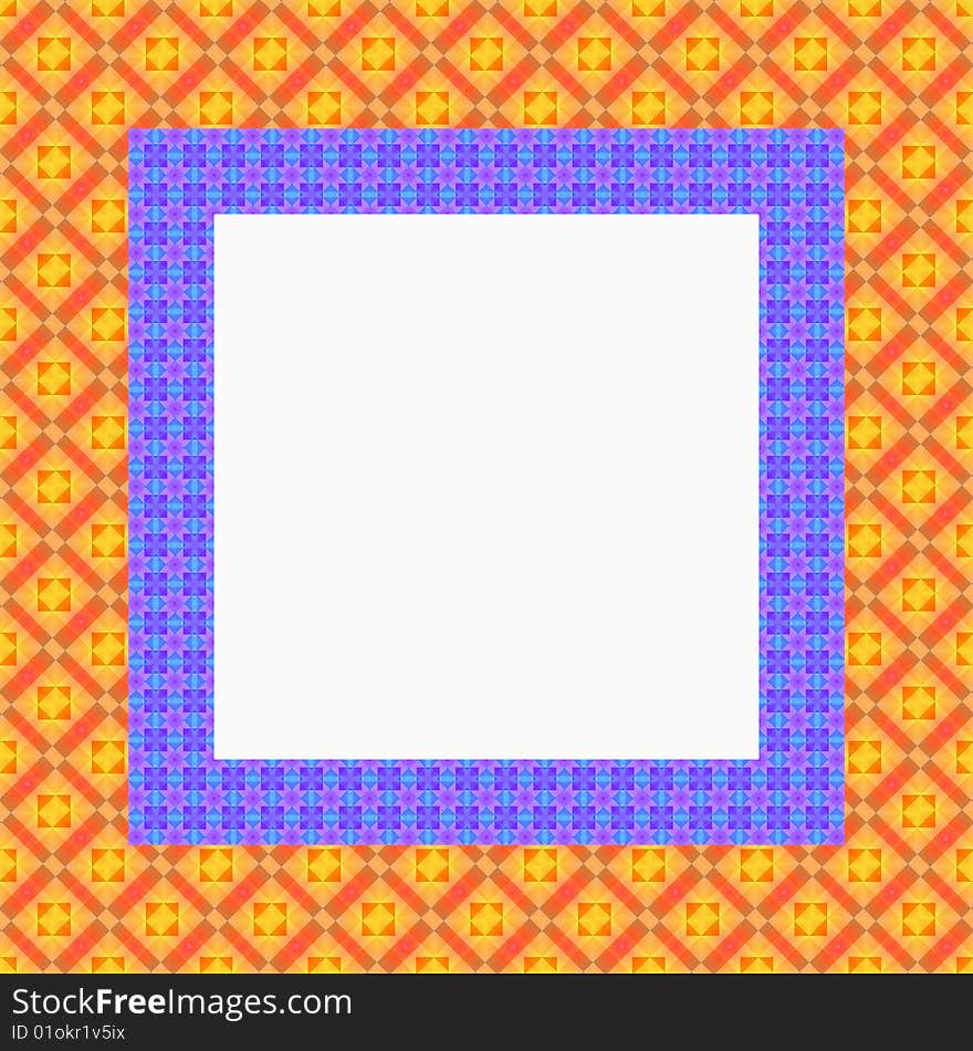 Square frame with pattern in bright retro colors. Square frame with pattern in bright retro colors