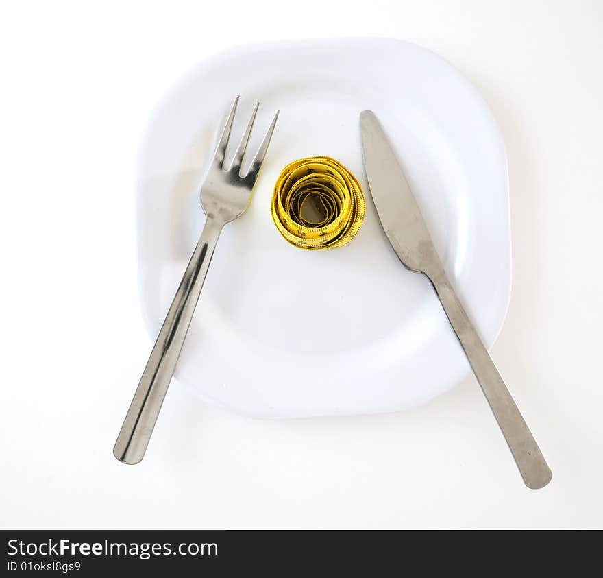 Plate and cutlery.