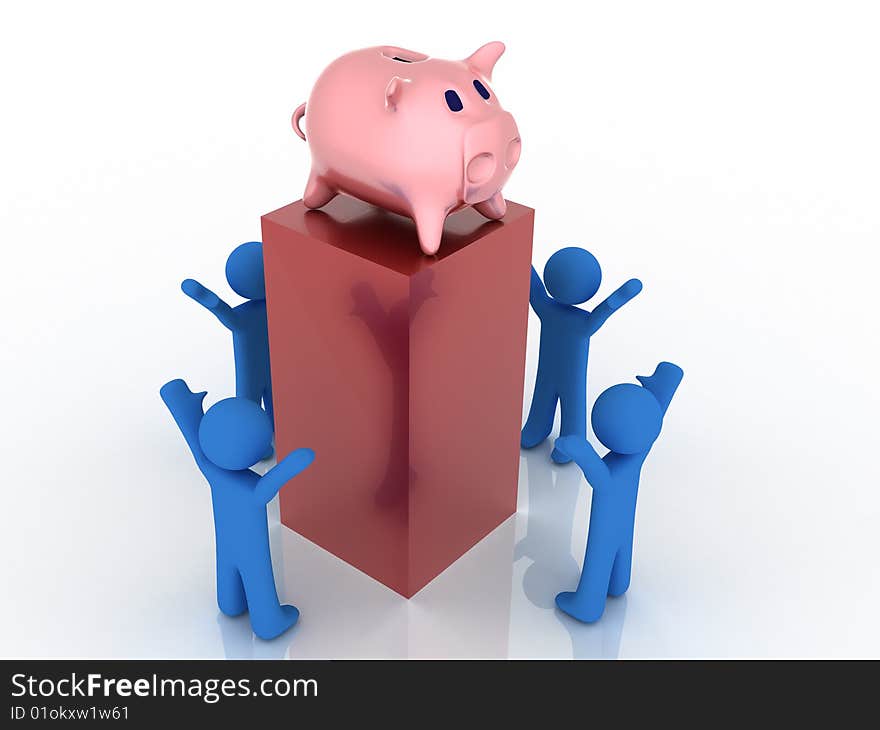 3d render of piggy bank. Finance concept.