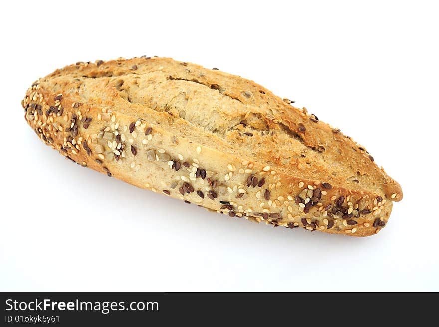 Bread of cereals on white background