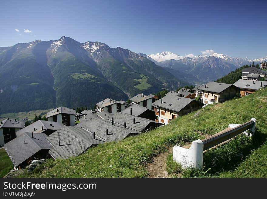 Swiss village in the alps. Swiss village in the alps