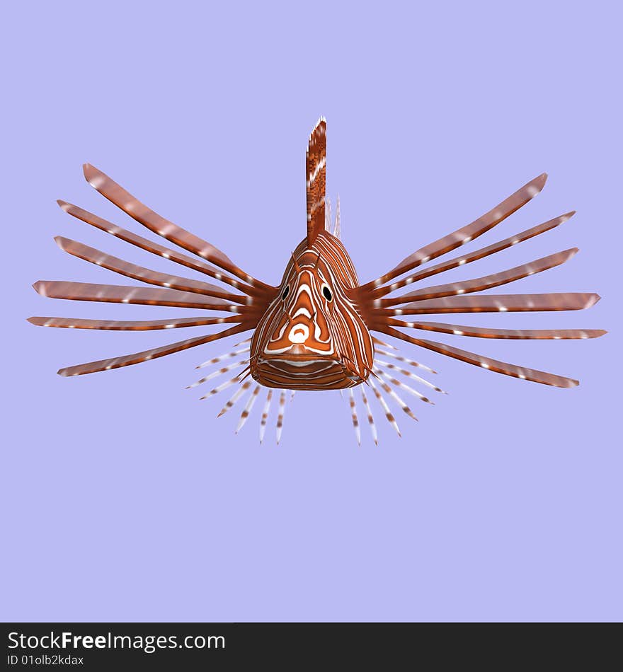 Red lion fish in water With Clipping Path. Red lion fish in water With Clipping Path