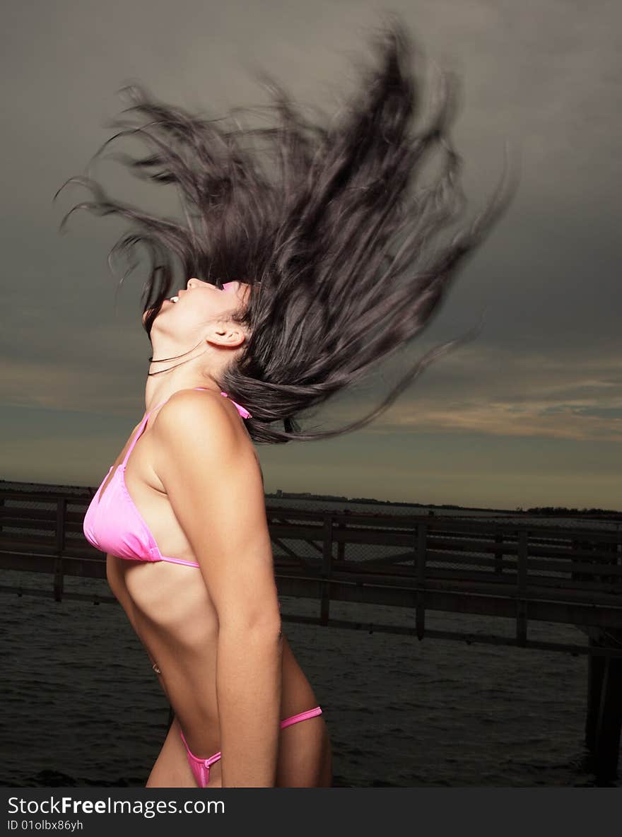 Young Woman Flicking Her Hair