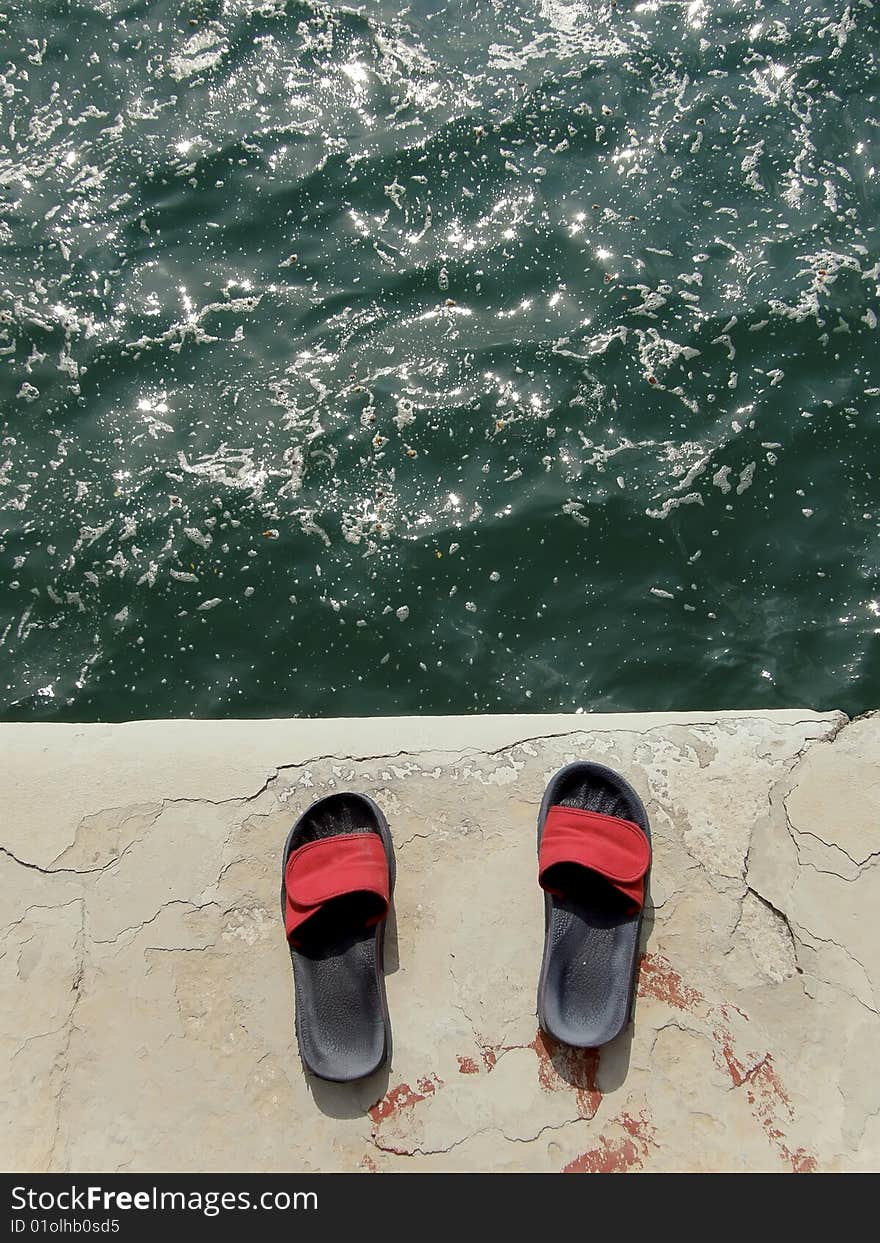 Slip-on shoes and sea