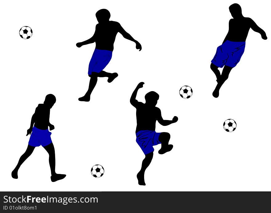 Silhouettes of men playing football. Vector. Silhouettes of men playing football. Vector.