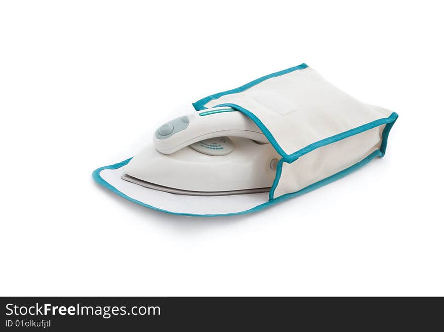 Compact Electric Iron With Bag Isolated