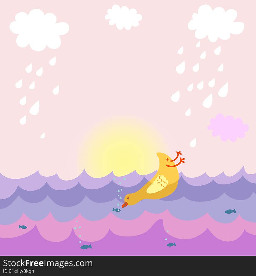 Hunting bird  - cute cartoon background