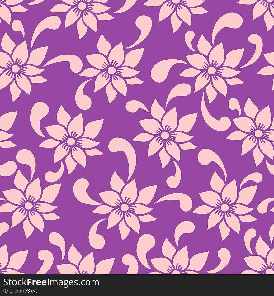 Stylish summer floral seamless pattern in violet