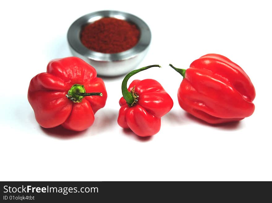 Red peppers dried and fresh