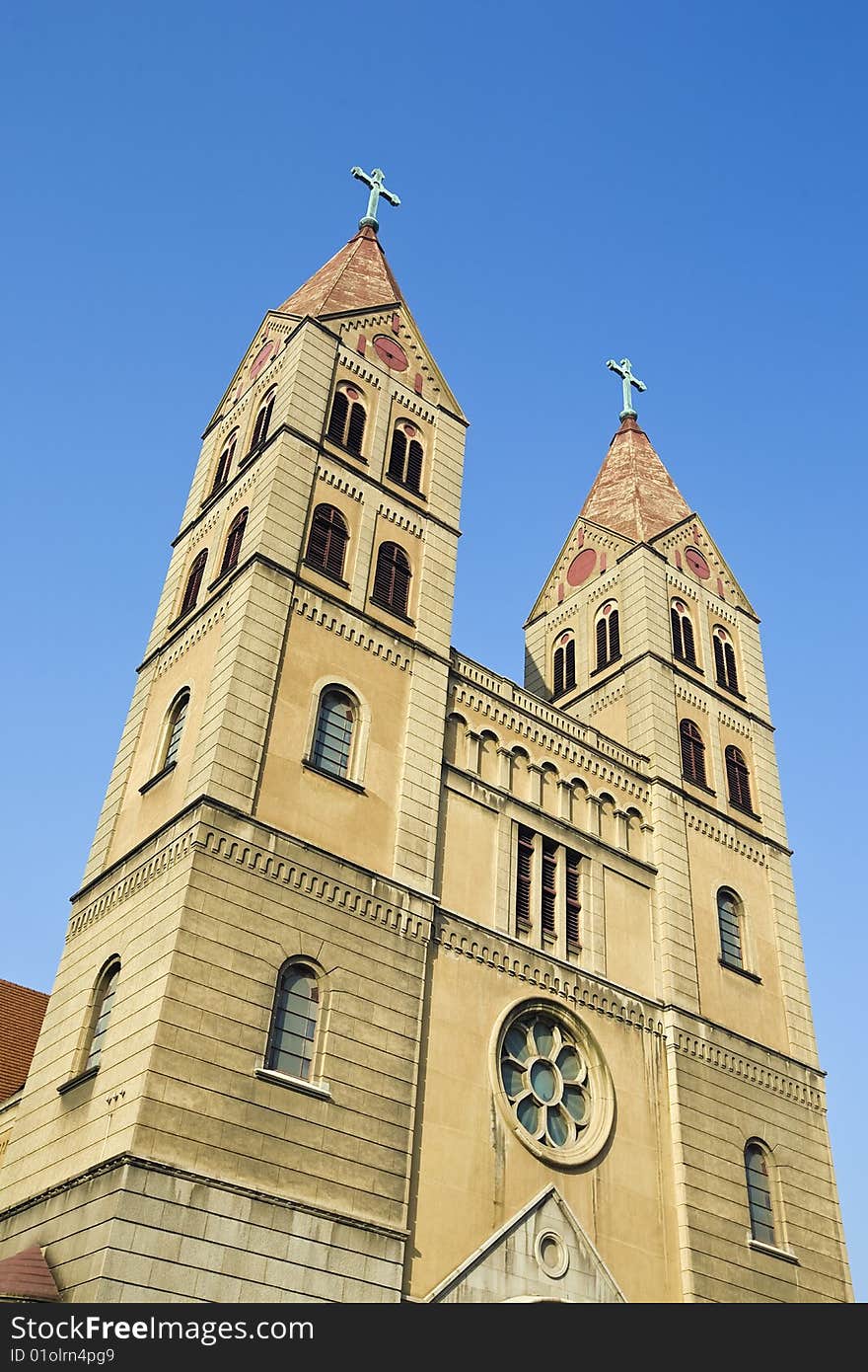 Front facade of a beautiful catholic church