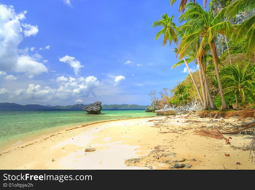 Beautiful tropical scene with deserted beach. Beautiful tropical scene with deserted beach