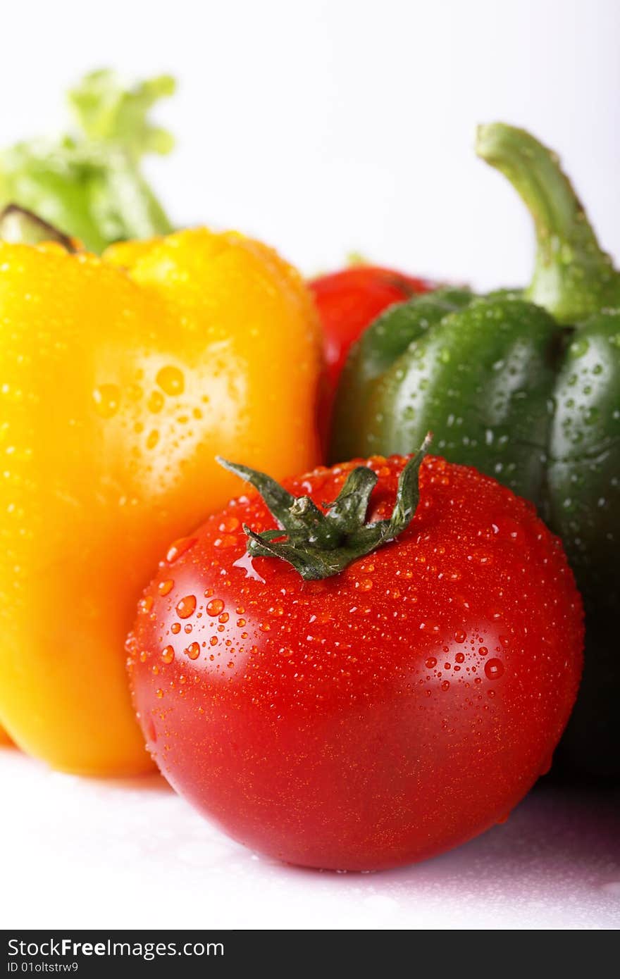 Red tomato with water droplets. Red tomato with water droplets