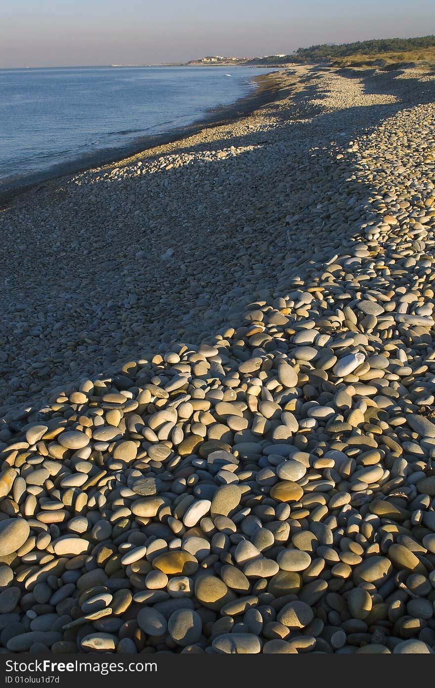 Stony beach in Foz do Neiva, Portugal