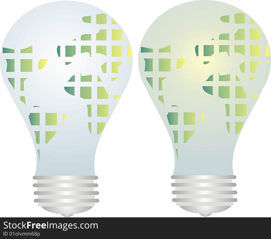 Vector illustration: Earth and light bulb