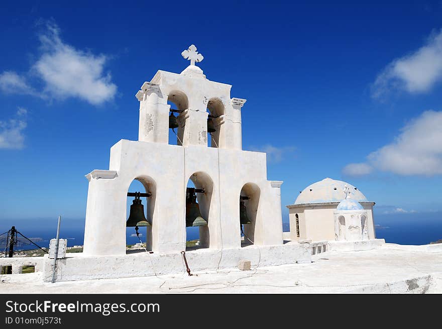 A white church face to aegean sea. A white church face to aegean sea