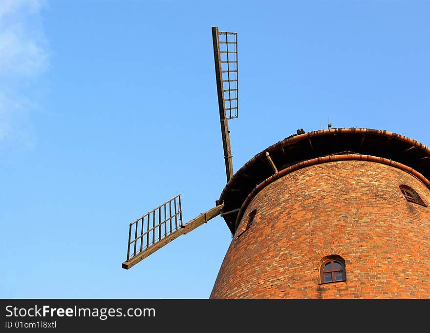 Windmill detail before sunset with sky