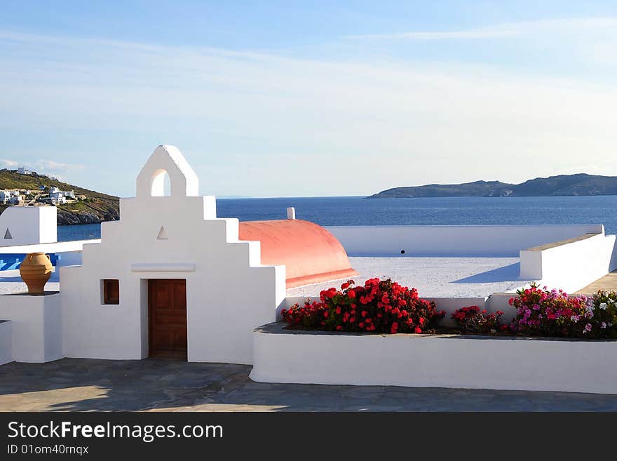 A white small church in Greece