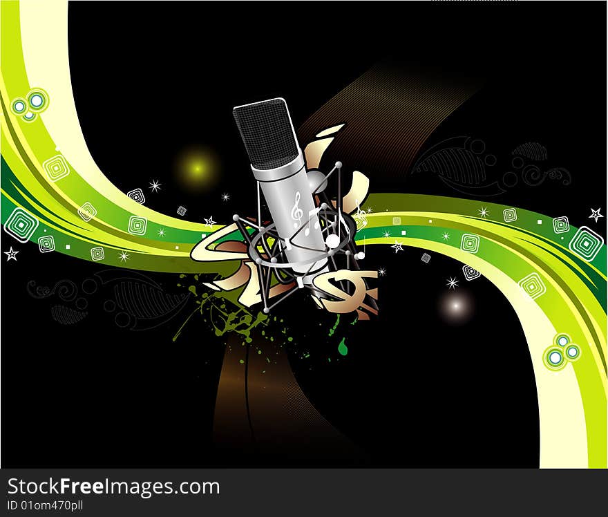 Vector music fantasy and microphone illustration. Vector music fantasy and microphone illustration