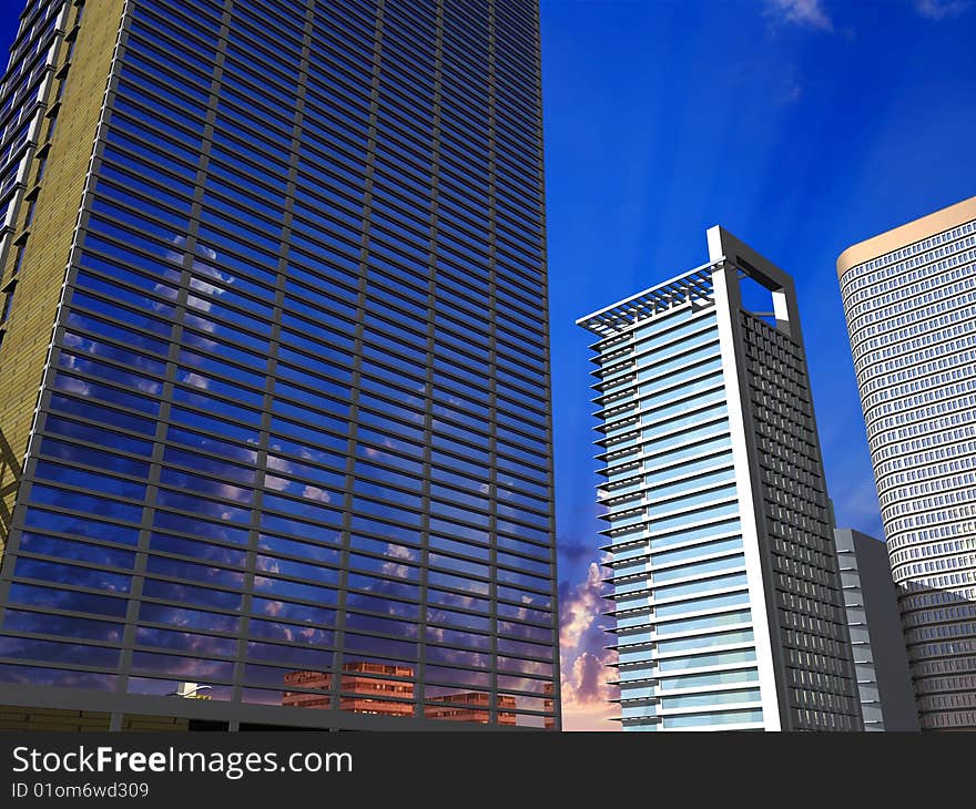 Kind of a modern building on a background of the sky. Kind of a modern building on a background of the sky