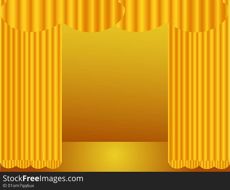 Yellow curtain with yellow background. Yellow curtain with yellow background