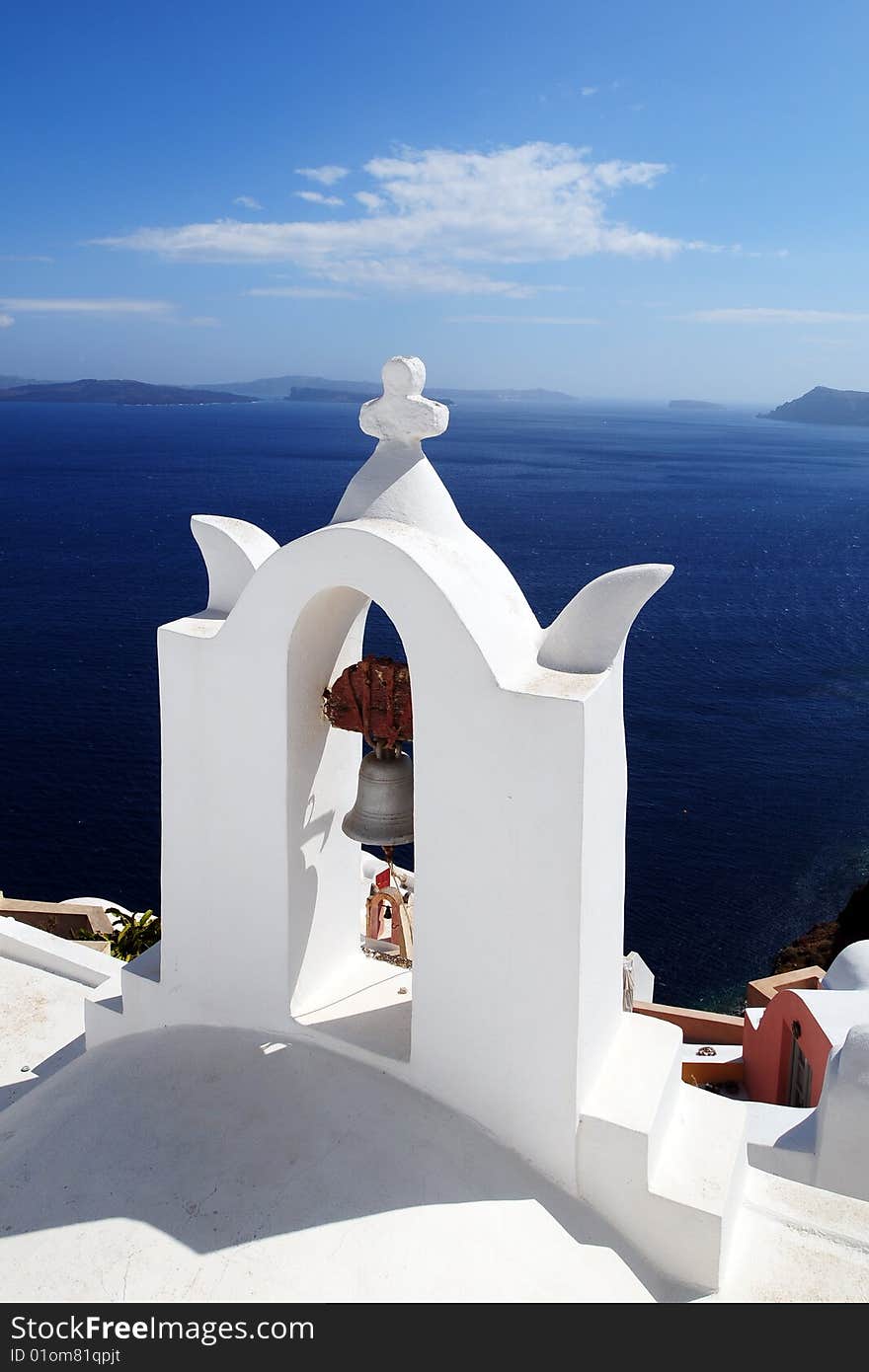 A pure white church face to aegean sea. A pure white church face to aegean sea