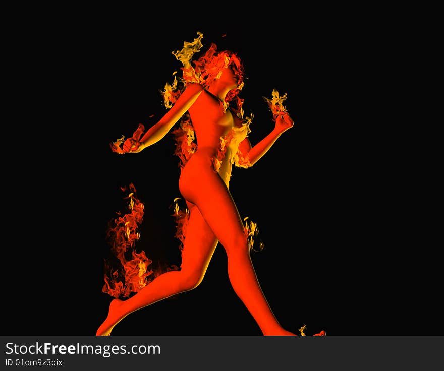 The girl running in fire