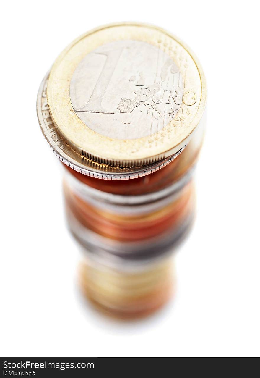 Coins stack isolated on white background