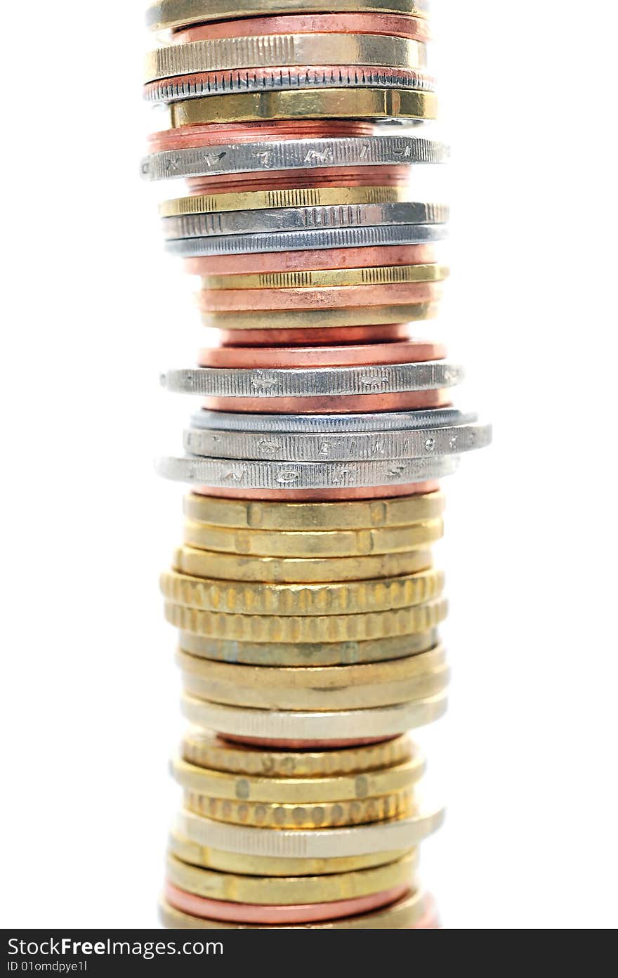 Coins stack isolated on white background