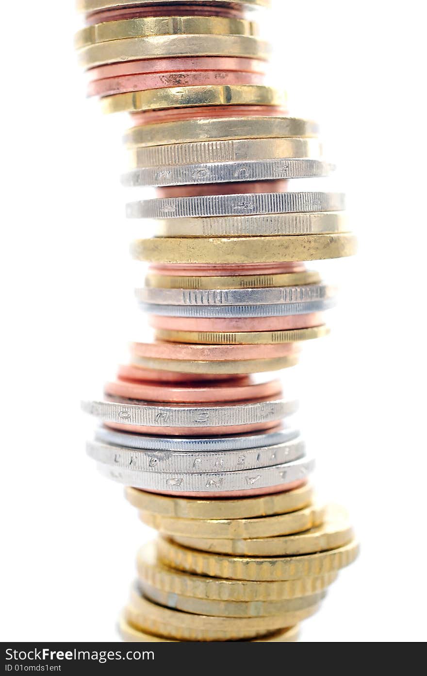 Coins stack isolated on white background